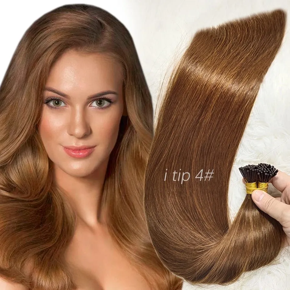 Human Hair I Tip 100% Human Hair Extensions Keratin Straight Brazilian Remy Human Hair Natural Capsule Hair Extension 30 Inch