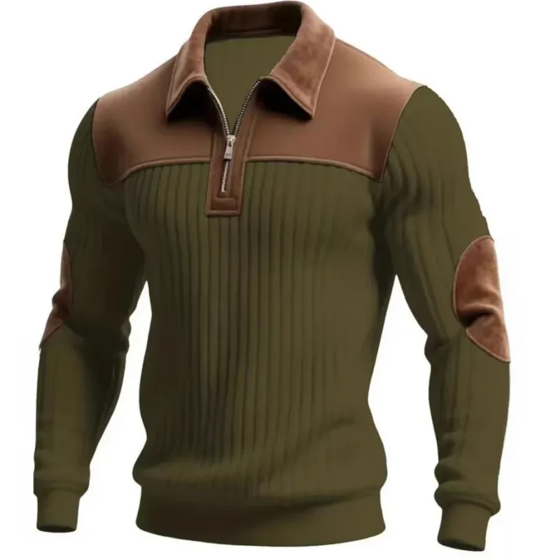 Hoodies men's sweatshirt 2026 new knitted lapel stitching embroidery casual sports autumn zipper sweatshirt man's clothing