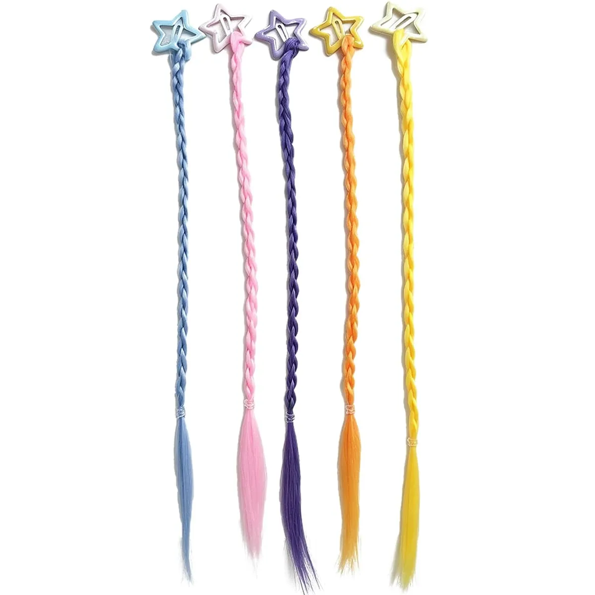 Synthetic Cute Rainbow Color Braided Hair Clip With Braid Hair Extension Hairpin For Girls Kids Y2K Party Daily Princess