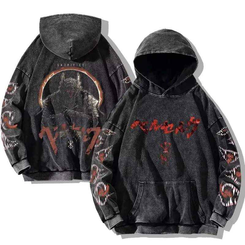 Berserk Anime Clothing Guts Cool Graphic Print Hooded Men Women Oversized Hoodies Cooton Casual Sweatshirt Harajuku Streetwear