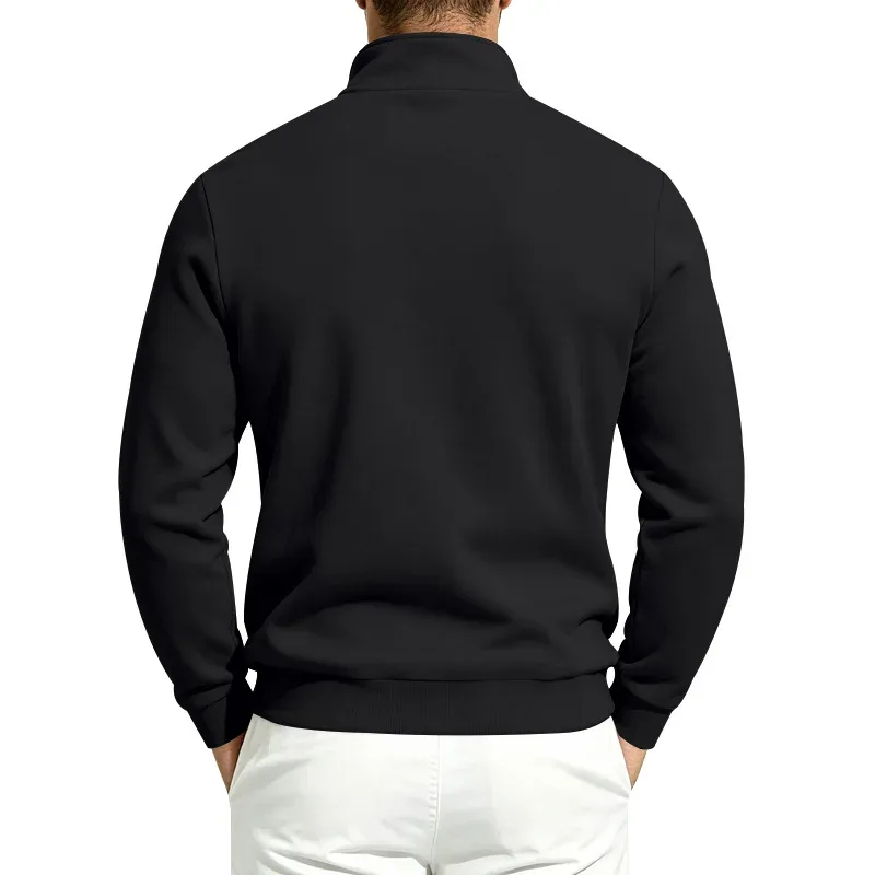 Men 2026 Autumn Winter Hot Item Fleece Lined Stand Collar Loose Vintage Sweatshirt Casual Commuter Fashion Male Daily Outerwear
