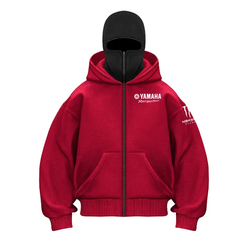 yamaha logo Printed Cotton Cycling Mask Zipper Hoodie Men and Women Autumn and Winter New Style Fashion Casual Retro Cycling Jer