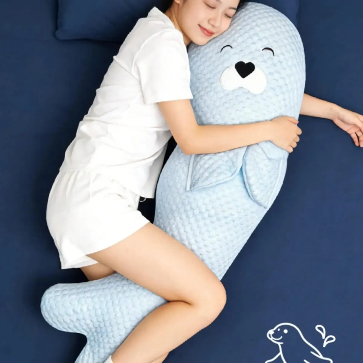 Plush Long Pillow for Hugging Sleep Supportive Body Cushion Cozy Animal Shaped Decor Comfortable Rest for Adults Bed