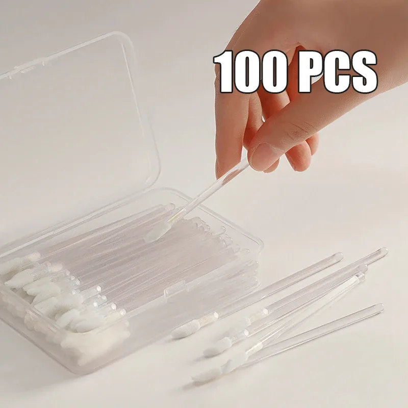 50/100 Pcs Disposable Lip Brushes Flocked Tip Makeup Brush Portable Hygienic Applicator for Lip Gloss Foundation Concealer Mask — image 8