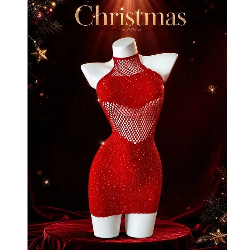 Mesh Beach Cover Up Jurk Vrouwen Christm Hollow Out Sheer Visnet Bodycon Jurk Sexy Muziek Festival Rave Outfit Badmode Coverups