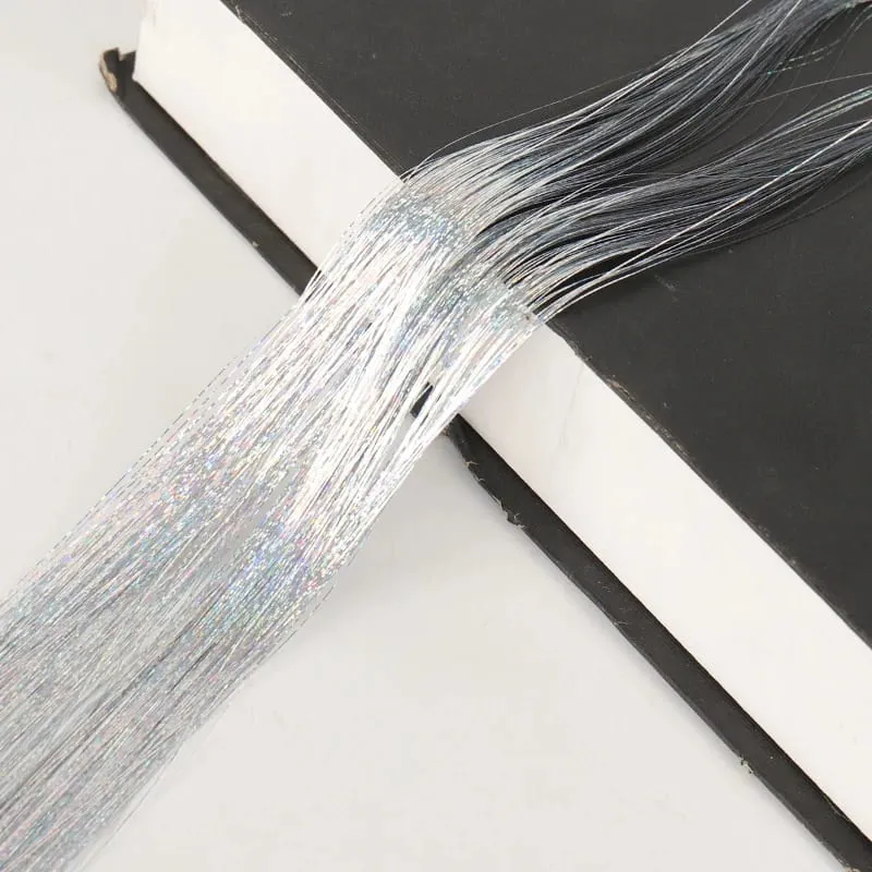 Sada umělých vlasů Tinsel Kit 48palcová Barevná víla Tinsel prodlužování vlasů tepelně odolná s lesklými vlasy Příslušenství pro ženy