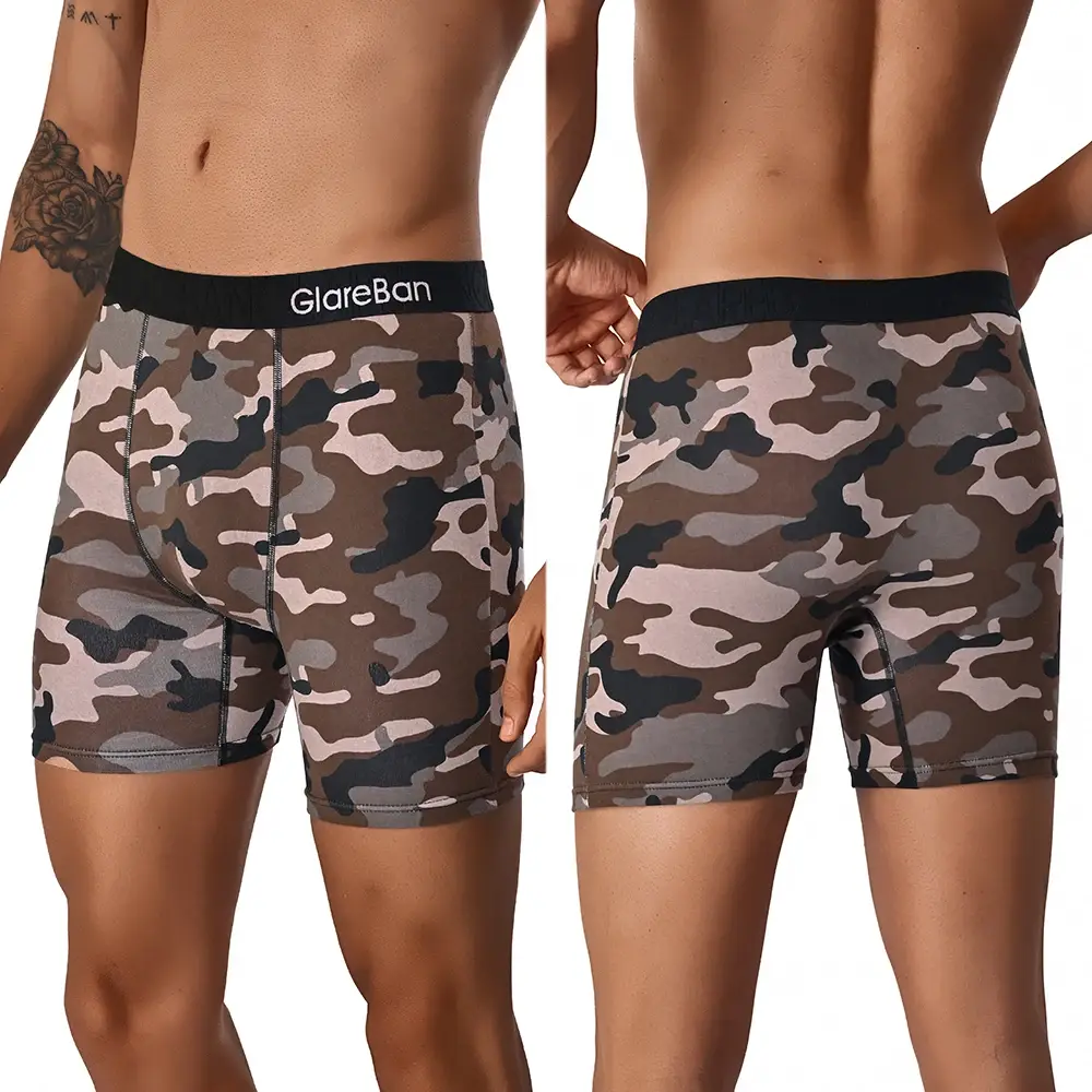 5pcs Set Mid-Long camo Cotton Brand Boxer Shorts for Men Underwear Male Underpants Briefs Boxershorts Slips Panties Breathable