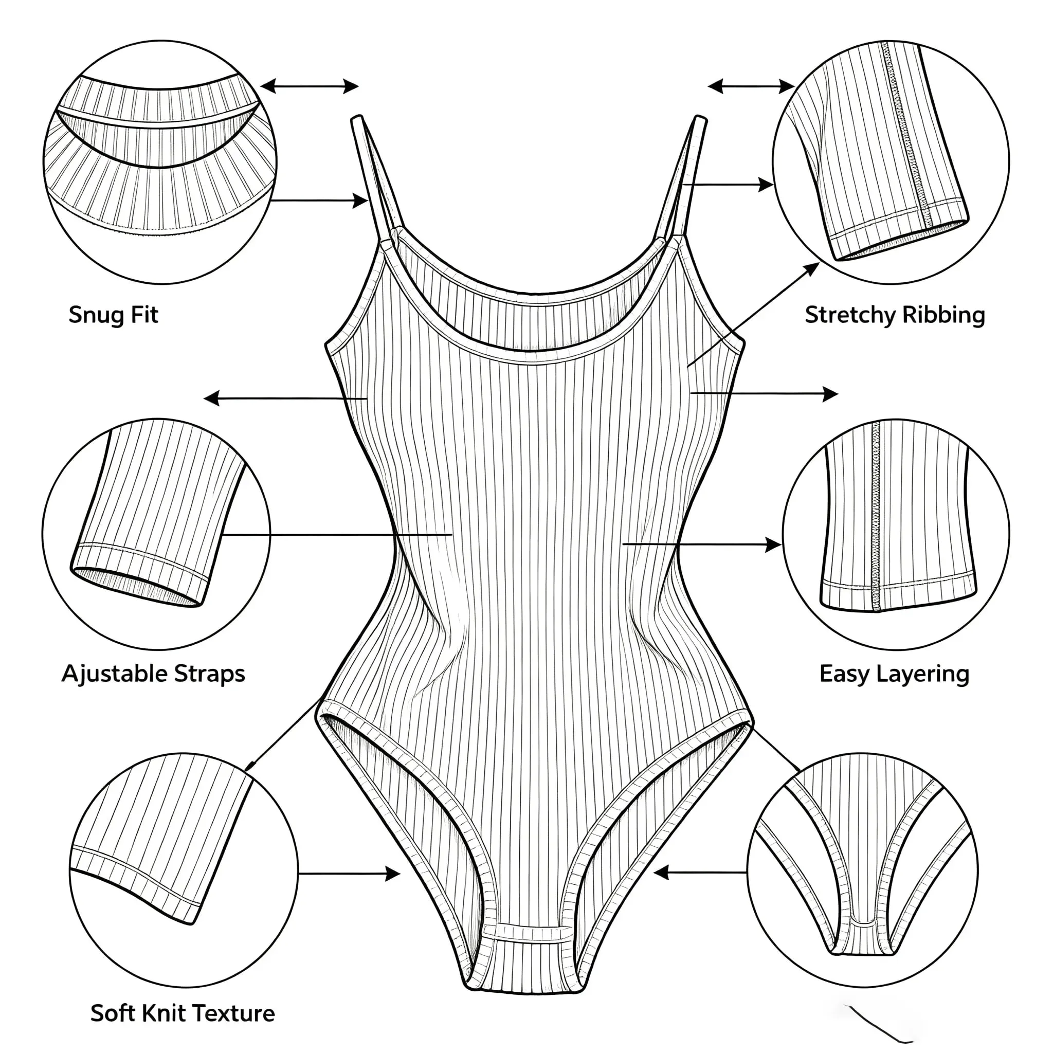 Leila Spaghetti Strap Bodysuit Casual Bodysuit Basic Bodysuit Innerwear Bodysuit Outing Bodysuit Holiday Bodysuit Beach Bo