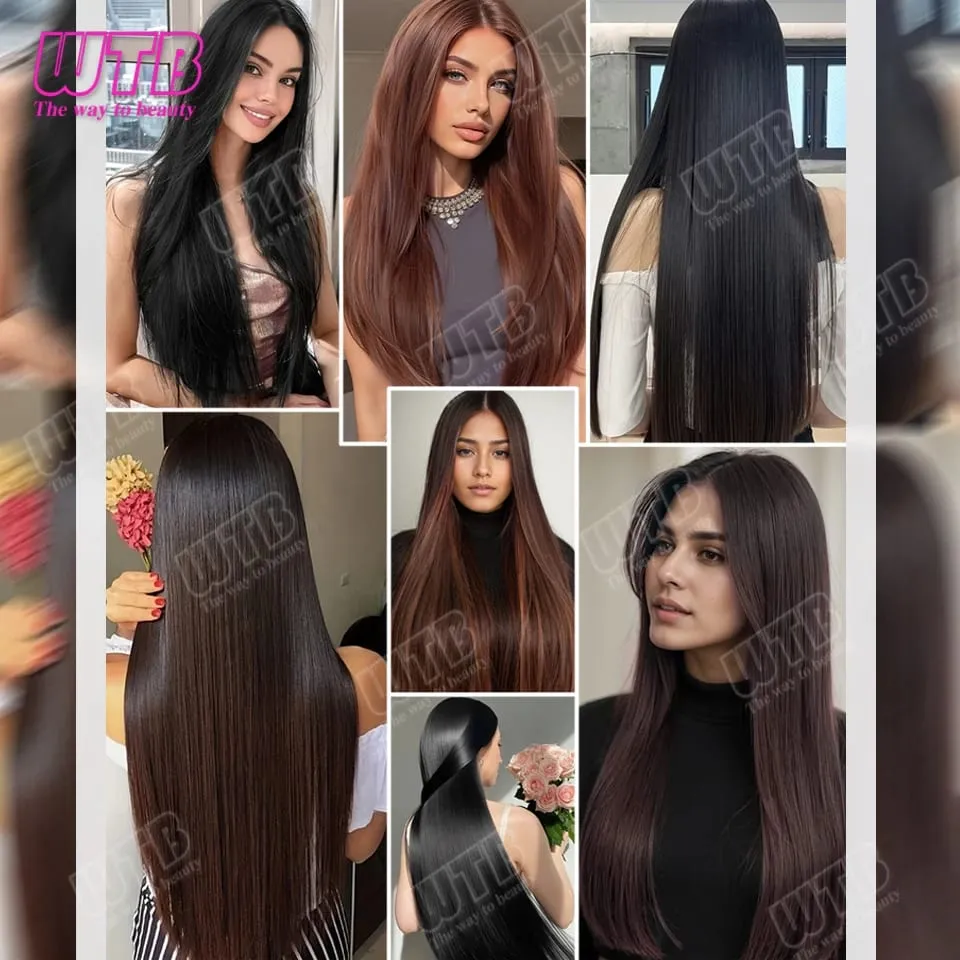 WTB Straight Hair Extensions Synthetic Wigs BB Clip Style V-Shaped Straight Hair Extensions Suitable for Women for Daily Wear