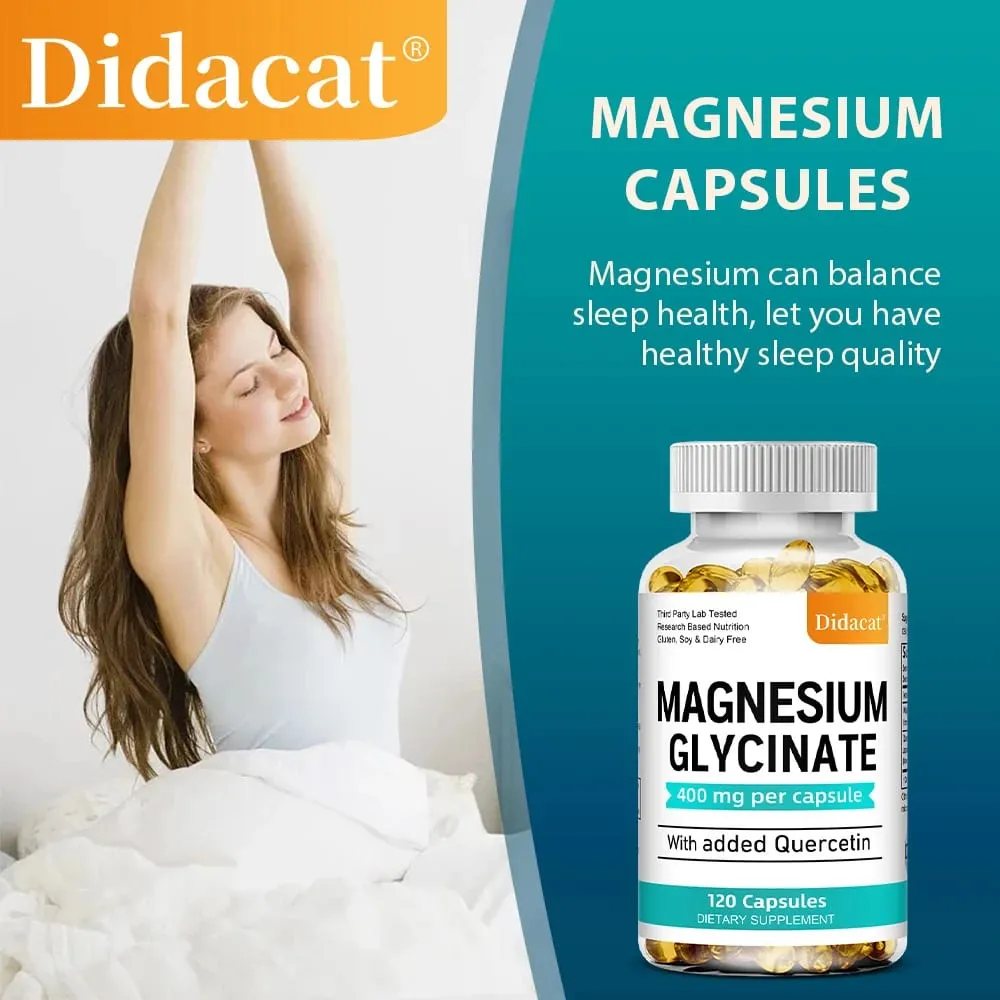 Magnesium Glycinate - with Quercetin Improve Cardiovascular Health Reduce Stress and Promote Healthy Sleep Muscle Growth