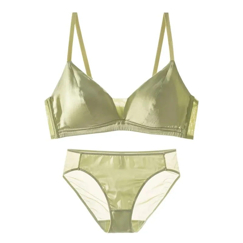SuyaDream Women Silk Bra Set 93%Silk 7%Spandex Thin Mold Cup Wire Free Underwears 2023 Comfortable Intimates Silver Pink — image 12