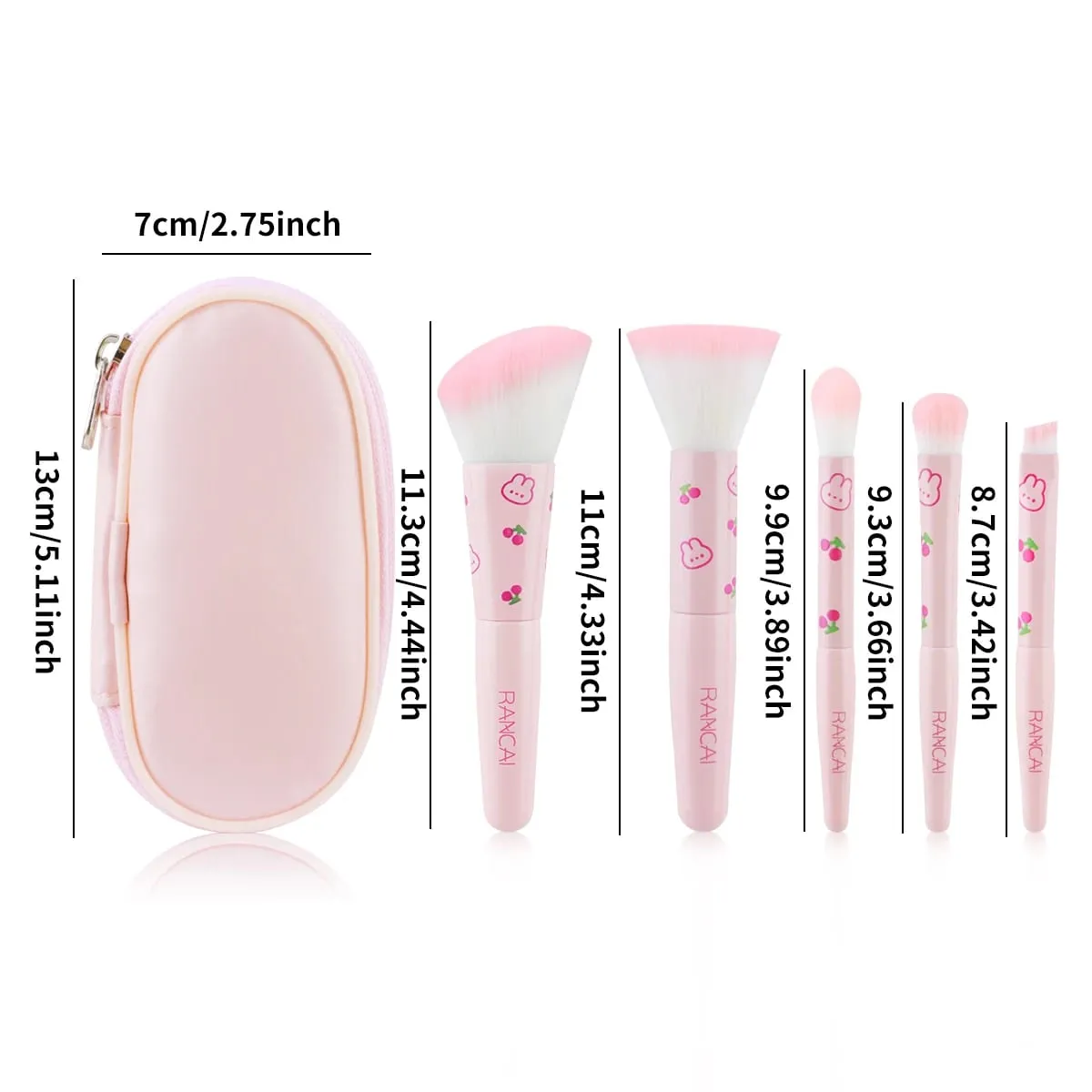 5Pcs 귀여운 컴팩트 메이크업 브러쉬 세트 케이스 프리미엄 브러쉬 완벽한 파운데이션 블러쉬 아이 섀도우 애플리케이션 미용 도구