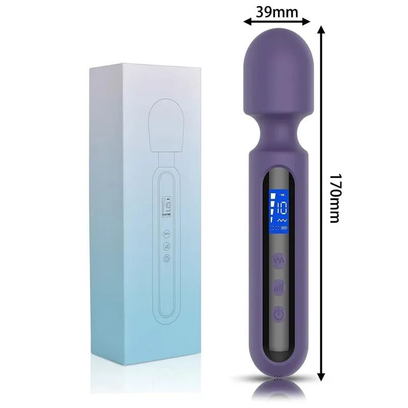 Female Masturbator Massage Stick 10 Frequency 4-speed Silicone Material LCD Display Vibration Stick Adult Sex Products