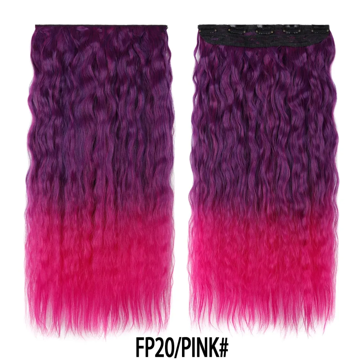 Jeedou Clip in Hair Extension Kinky Curly Hair One Piece 5Clips Blue Rainbow Color Cosplay Props Synthetic Hairpieces For Girls