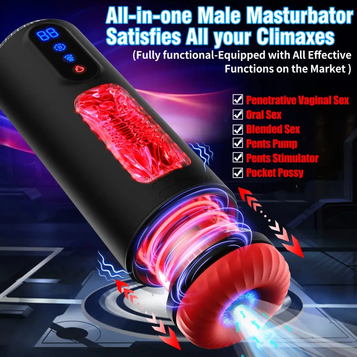 Automatic Telescopic Sucking Heating Male Masturbator Realistic Penis Pump Pocket Pussy 9 Vibrating Sex Machine Sex Toys for Men