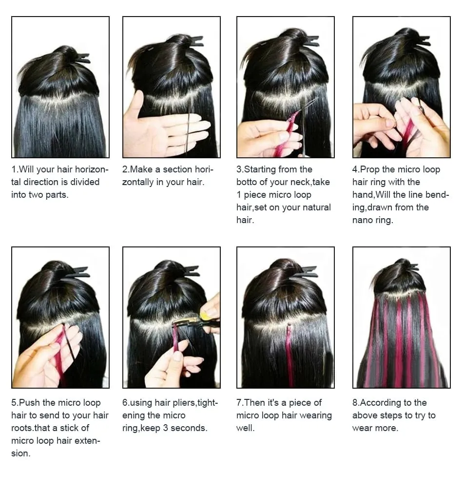 Micro Loop Human Hair Extensions Easy Install At Home Micro Beads Hair Extensions Blonde Brown Black Straight 30g/pack