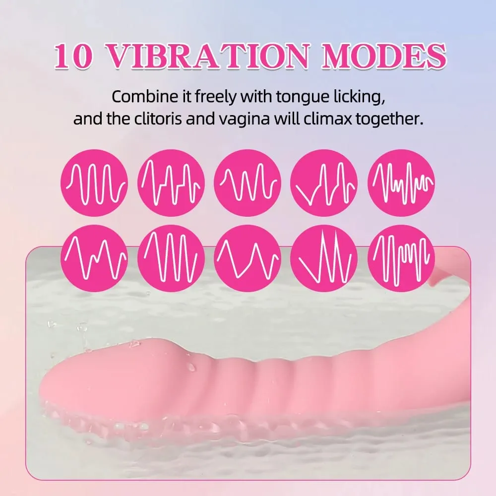 FairyKiss Dildo Vibrator för kvinnor 2-i-1 tungan slickar klitoris G-Spot Stimulator Vagina Massager Kvinnlig Sucker Vuxen Sexleksak