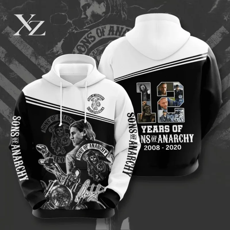 Hot Sale Men's 3D Print Hoodies Sweatshirts Sons of Anarchy Street Style Unisex Loose Casual Pullover Y2K Tracksuit Autumn