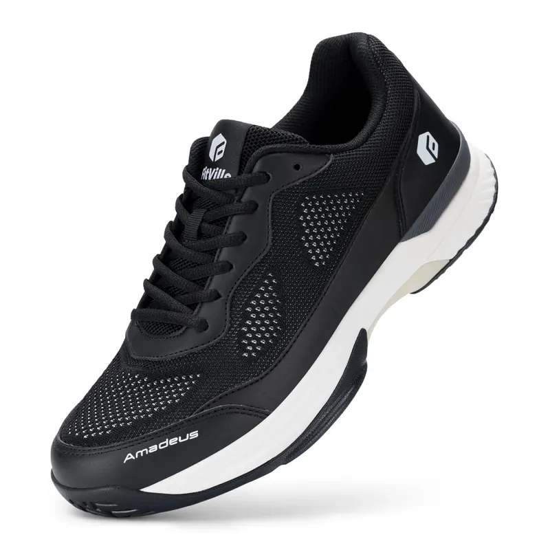FitVille Bred Bredde Tennissko til mænd Professionel træningssneakers Åndbar skridsikker til ketsjer Sport Bue Support