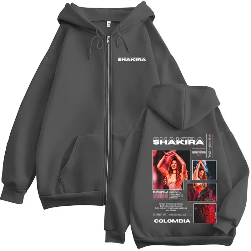Shakira Las Mujeres Ya No Lloran Tour 2026 Zipper Hoodies Men Women Clothing Casual Long Sleeve Zip Up Sweatshirts Jackets Coat