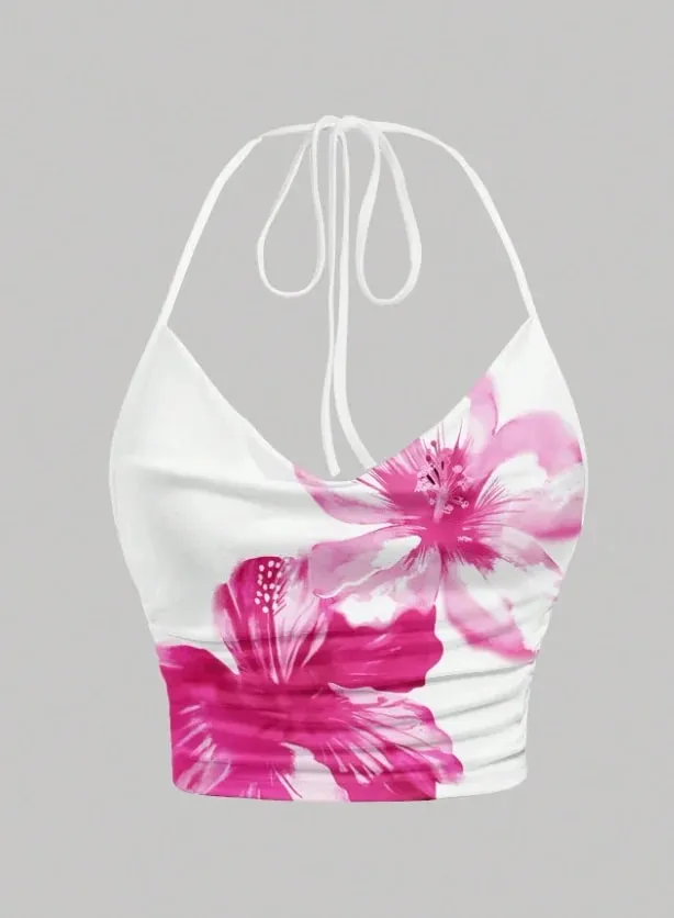 Y2K Vest 2026 Summer Cross-Border European and American sexy Hot Girl Lace up Print Backless Versatile Vest Top Wholesale
