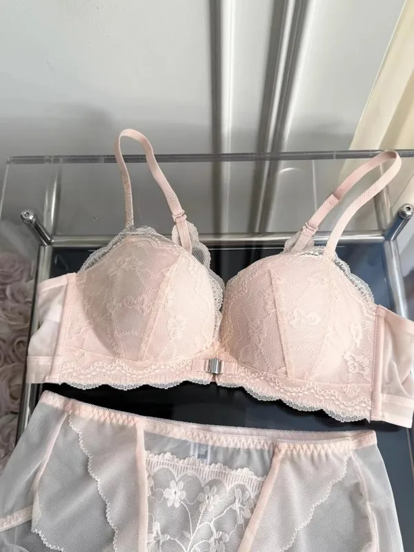 Summer Nouvelle Tendance! Soutien-Gorge Push Up à Fermeture Avant - Bretelles Dentelle Dos Bralette Légère pour Petite Poitrine