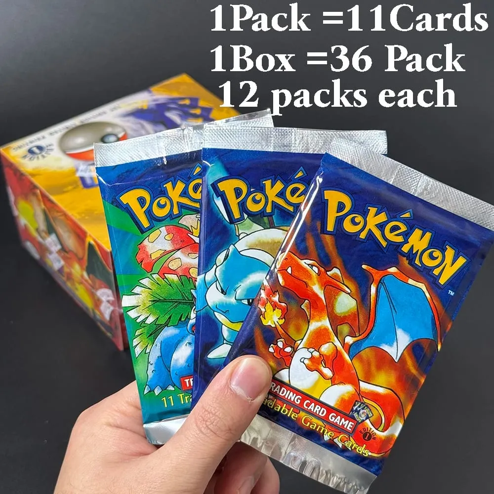 Whole pack PKM 1st Edition Booster Pack PTCG Proxy Cards for Base Set Pack Charizard Blastoise Venusaur TCG Cards 11pcs/Pack Toy