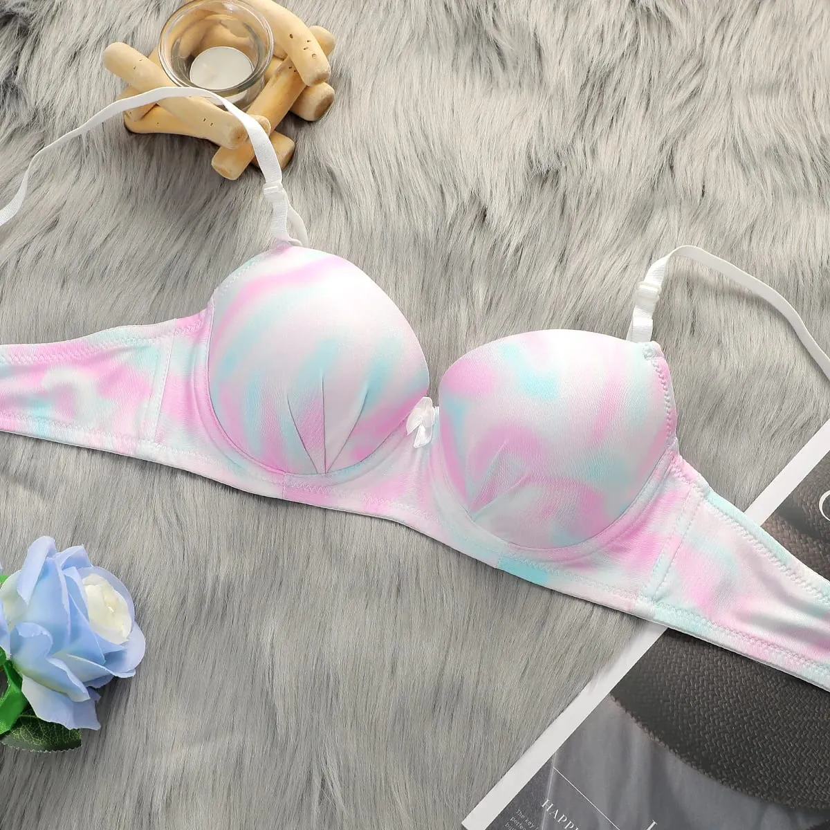 Women's Sexy Lingerie Set Push Up Bra and Panty Set Colorful Printed Underwire Bras Bikini Set Comfotable Intimates