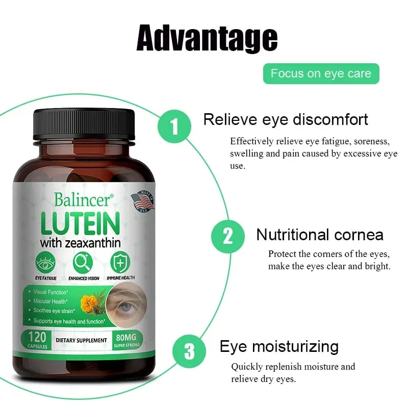 Lutein 40mg + Zeaxanthin Capsules - Eye Health & Blue Light Protection Antioxidant Supports Macula & Retina Health