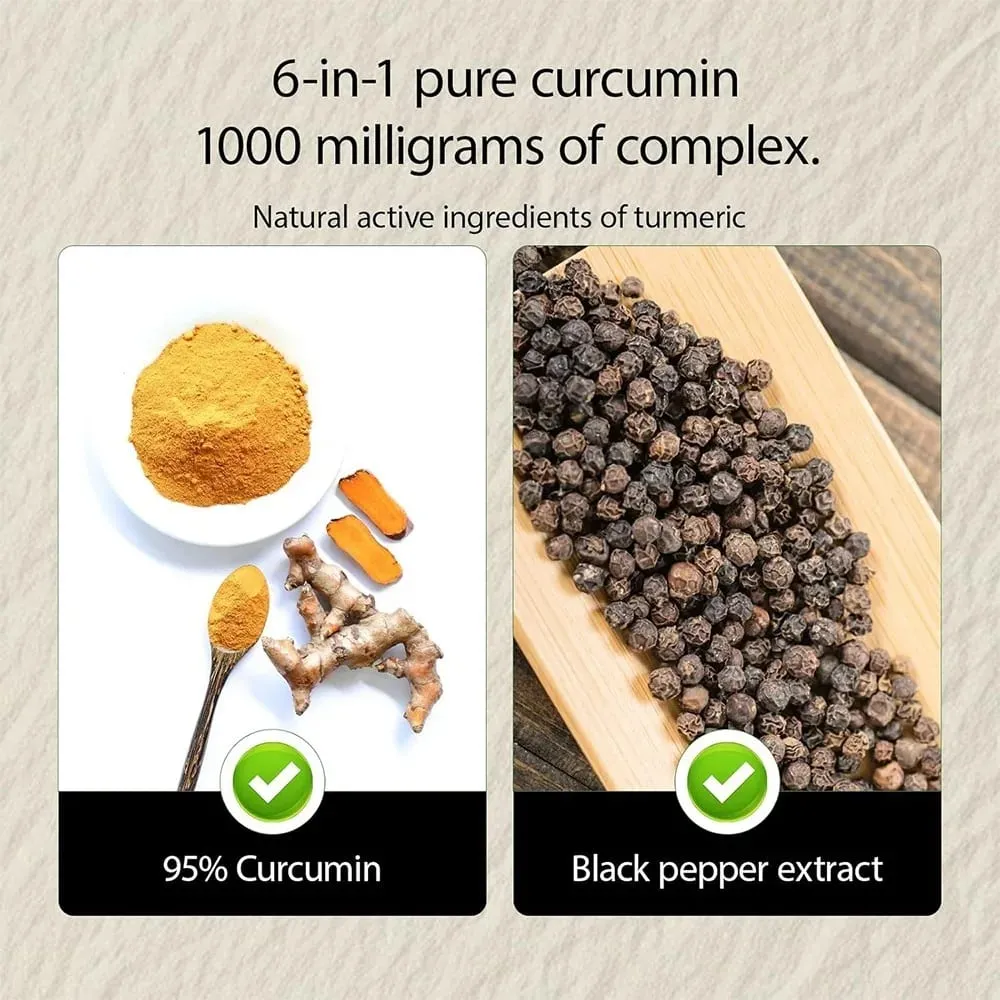 Turmeric Curcumin Supplement 1 000mg – 95% Curcuminoids with Black Pepper & Ginger Supports Joint & Antioxidant Health
