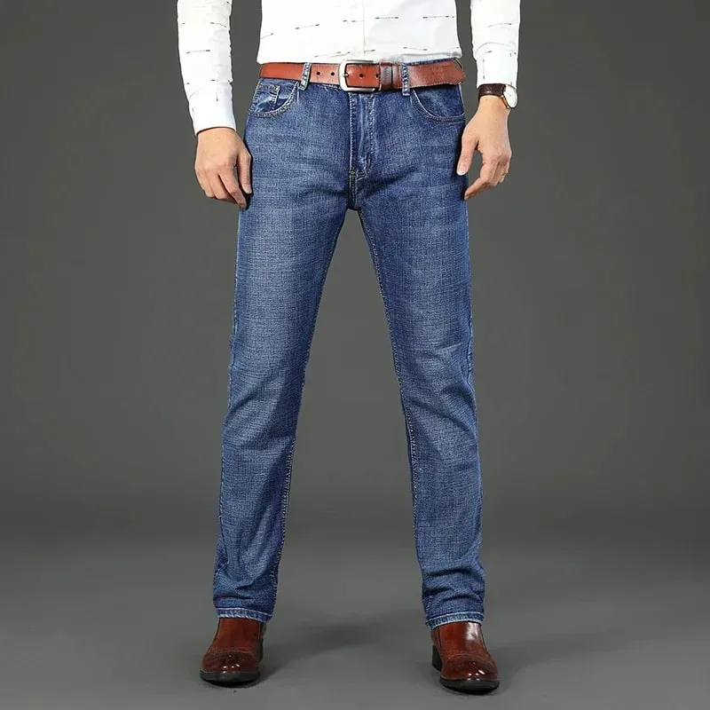 2-piece Set 2025 New WhinLEE Black and Blue Business Elite Jeans Micro Elastic Straightleg Multicraft High-quality Denim Pants