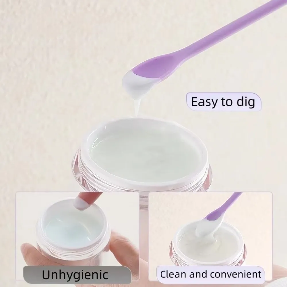 3pcs Portable Mini Silicone Scraper Double-head Lengthened Face Mask Brush Soft Cosmetic Digging Spoon Makeup Brushes Set