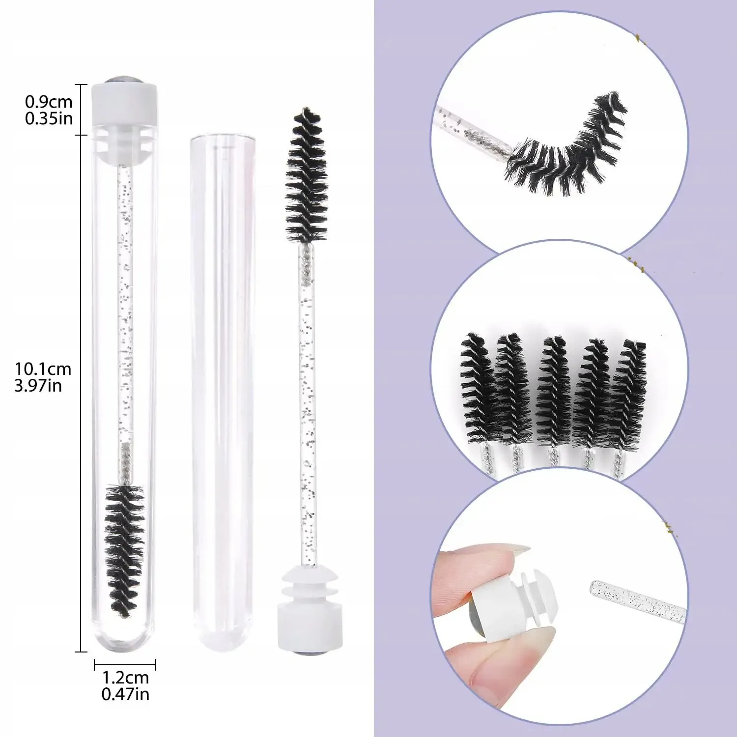 EyeLash Brushes 50pcs Reusable Eyelashes Brush Tube for Eyelash Extension Disposable Mascara Wands Eyebrow Brush Applicator