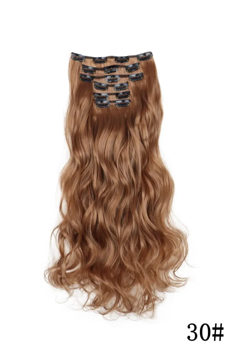 Black Hair Extensions 6pcs/set Women Long Straight Synthetic Full Head Clip 16Clips Ombre Heat Resistant Fiber Hair Kpop Cosplay