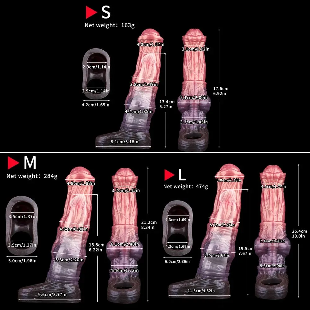 Fantasy Long Horse Penis Sleeve Silicone Big Knot Cock Cover Reusable Condom Sex Toys For Adult Men Dick Extender Sexy Shop
