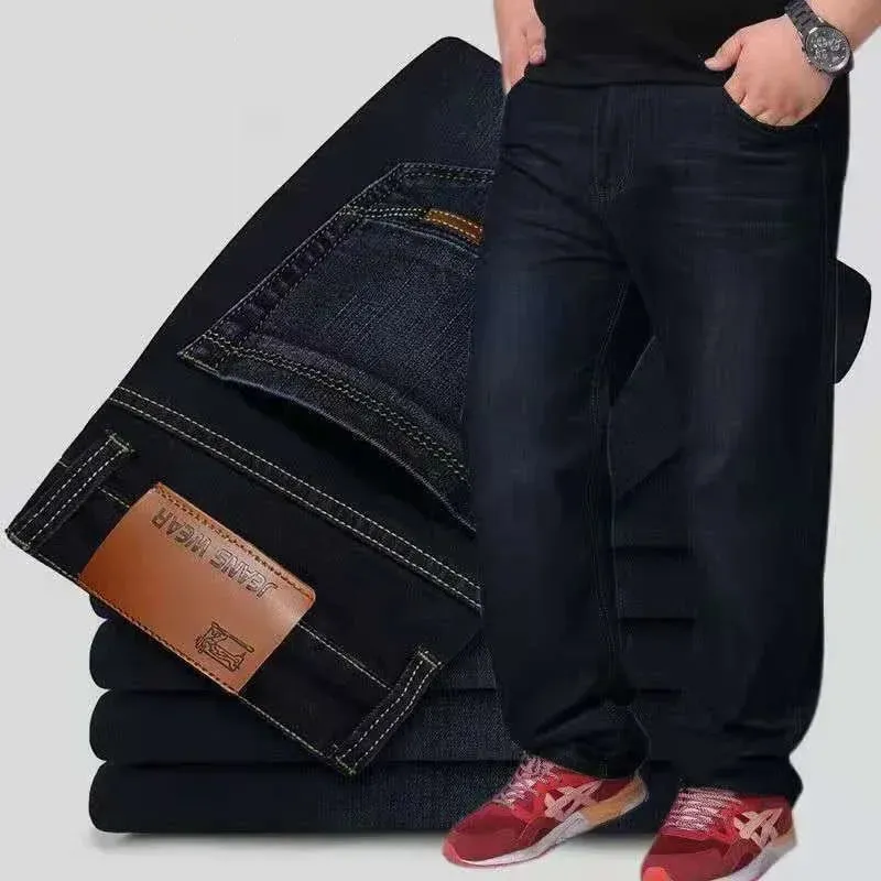 Mens Large Size Black Jeans 10XL Oversize High Waist Loose Trousers Husband Plus Size Loose Denim Trousers Blue Male Denim Pants — image 9