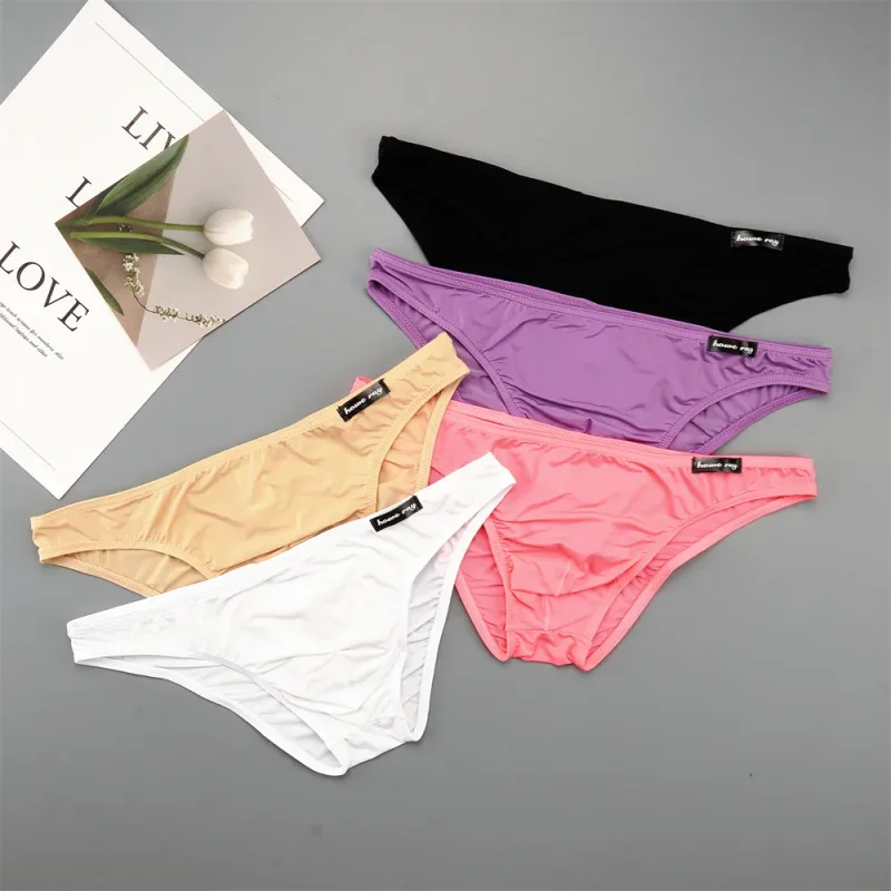 Seluar Dalam Lelaki Pinggang Rendah Ais Nipis Seluar Dalam Separuh Lutsinar Warna Pejal Plus Saiz Bulge Pouch Seluar Dalam Lembut Bernafas Licin