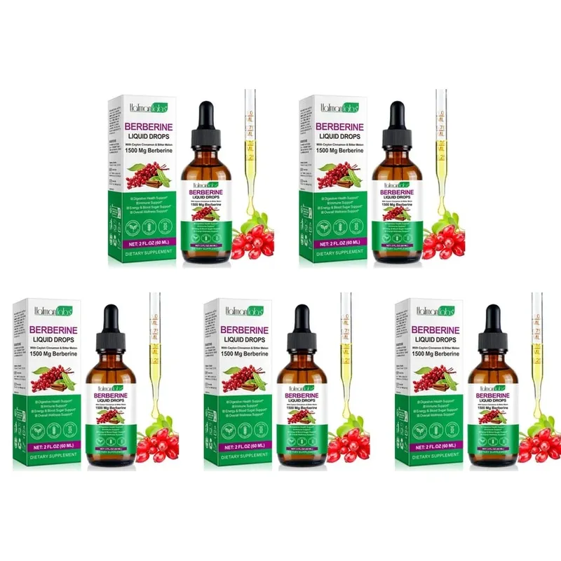 Holmanlabs Berberine Liquid Drops with Ceylon Cinnamon and Bitter Melon Digestive Health Support 1500 Mg Vegan Non-GMO 60 ML