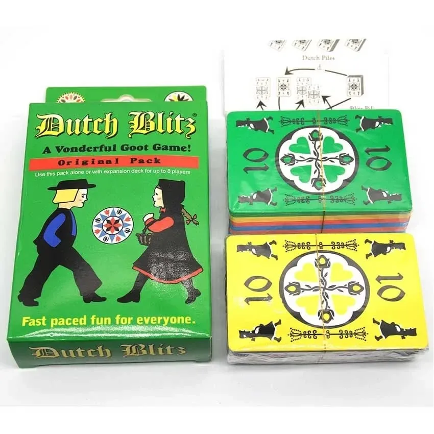 Dutch Blitz Oryginalna szybka gra karciana zawiera 160 kart. Szybka i łatwa do nauczenia. Świetna gra rodzinna dla każdego dla 2 osób.