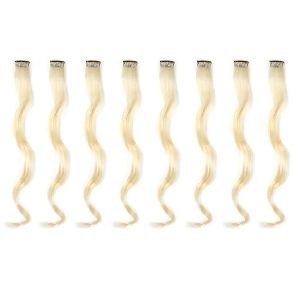 20 Inch Colourful Curly Wavy Party Highlights Clip in Synthetic Hairpieces 8 Pack Curly Colored Hair Extensions for Women
