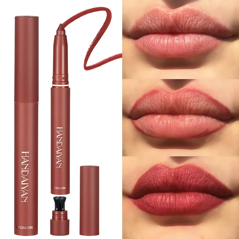 Lápis de veludo fosco para lábios, 6 cores, nude, vermelho escuro, sexy, batom à prova d'água, longa duração, renderização de cores, cosméticos de beleza para lábios