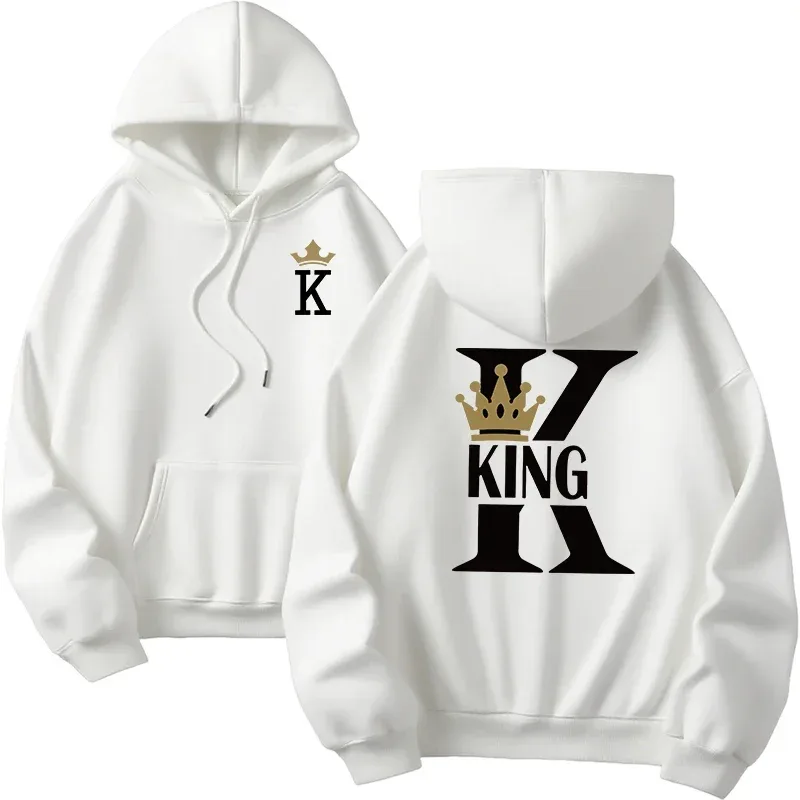 Gran oferta, sudaderas con capucha para hombre y mujer, sudaderas con estampado King Queen, ropa informal versátil para parejas, jersey diario para Otoño e Invierno Y2k