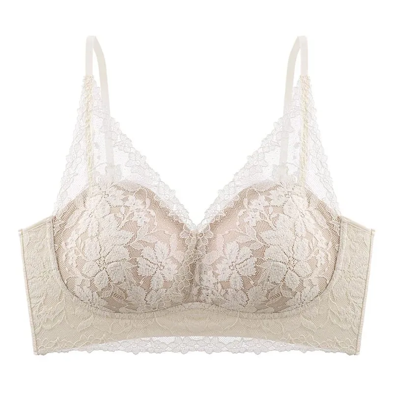 French-style exquisite lace autumn and winter lingerie for women with small busts push-up no underwire anti-sagging seamless
