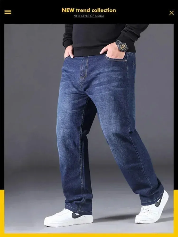 Mens Large Size Black Jeans 10XL Oversize High Waist Loose Trousers Husband Plus Size Loose Denim Trousers Blue Male Denim Pants — image 8