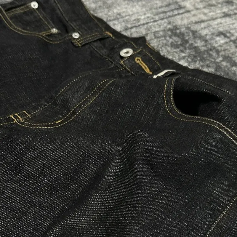 Spring Autumn New Men Tide Chic Ins Vintage Selvedge Narrow Red Edge Raw Denim Pants Straight Wide Leg A-Line Jeans HK19262