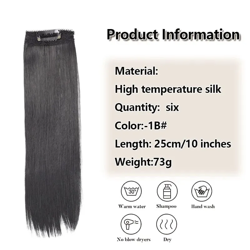 6Pcs 1 Clip Straight Short Synthetic Fiber Hair Extensions Clip In for Daily Makeup Party Cosplay Natural Looking Easy To Attach