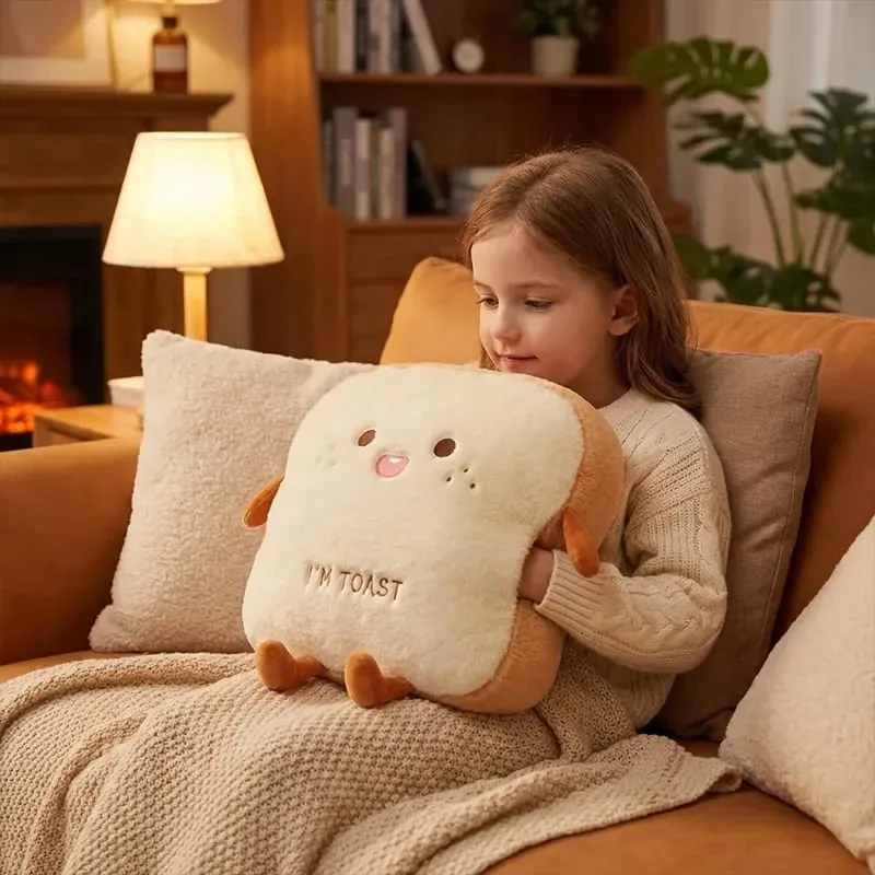 35cm Plush Bread Pillow Soft Toast Simulation Food Doll Warm Hand Cushion Home Decor Cute Kids Toy Birthday Gift
