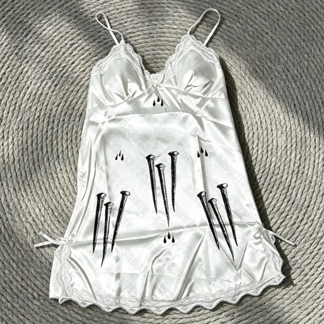 Fashion Gothic Emo Girl Printing Strap lace skirts Vintage Woman Dress Harajuku Y2k Women Clothes Summer Cool Strap lace skirts