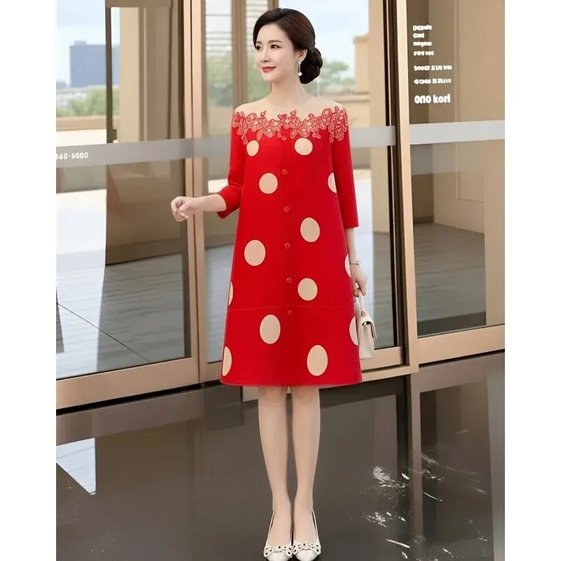 Miyake Pleated Original Polka Dot Dresses Plisse Women Pleats Loose Plus Size 2026 Summer New Casual Versatile Fold Dress