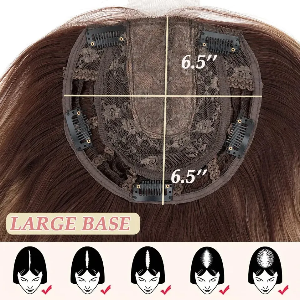 S-noilite Hair Topper 20 Inch Wavy Synthetic Clip-In Topper for Women Natural Looking Voluminous Hairpiece Ombre Blonde Wig